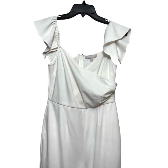 Chelsea 28 Off Shoulder Jumpsuit Surplus Neck Flutter Sleeve White W US S NWOT - Picture 3 of 9